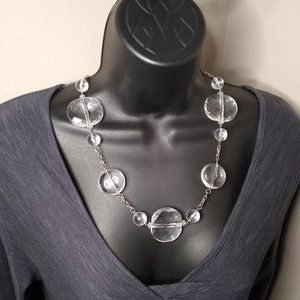 Vintage Yousi Large Clear Plastic Bead Necklace Adjustable 21.5 To 25 Inches